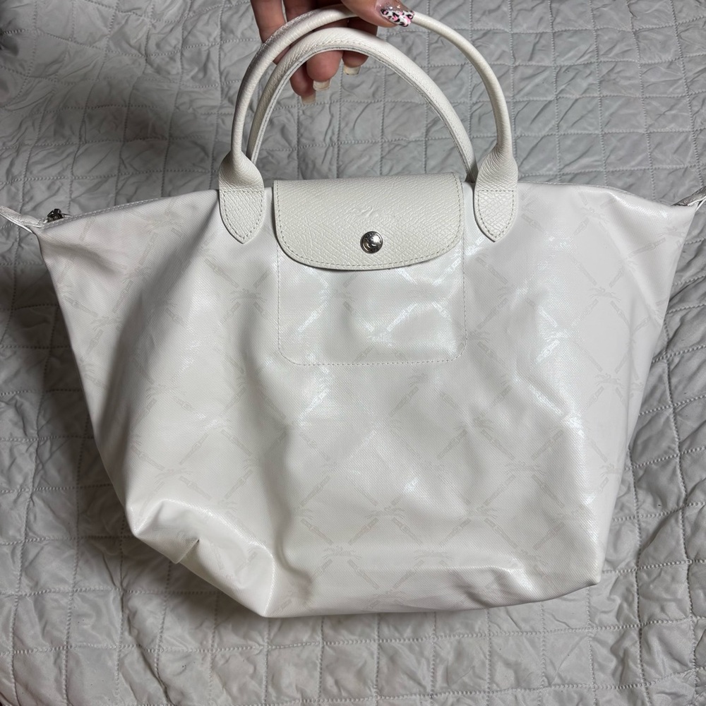 Longchamp White Small Le Pliage Top-Handle Tote